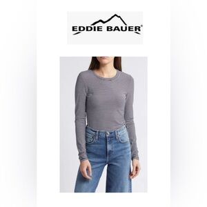 💥Eddie Bauer Navy & White Stripes Long Sleeve Top M